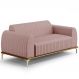 Sofá 3 Lugares Para Sala De Estar Molino 210 Cm D02 Pés D'ouro Veludo Rosê C-305 - Lyam Decor
