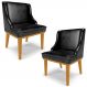 Kit 2 Cadeiras Decorativas Sala de Jantar Base Fixa de Madeira Firenze PU Preto Brilho/Castanho G19 - Gran Belo