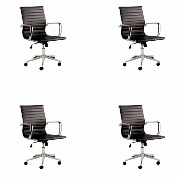 Image of Conjunto Com 4 Cadeiras De Escritório Sevilha I Preto PLA-RI078AC30WDTMOB