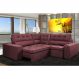 Sofa de Canto Retrátil e Reclinável com Molas Cama inBox Austin 2,60m x 2,60m Suede Velusoft Vinho