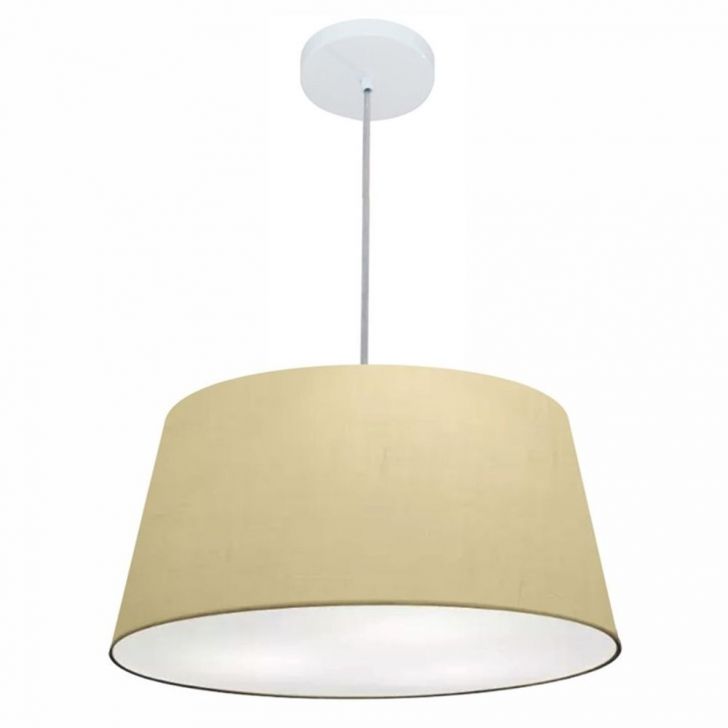 Pendente Cone Md-4050 Cúpula em Tecido 21-50x40cm Algodão Crú - Bivolt