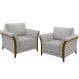 Kit 02 Poltronas Para Sala De Estar Decorativas Base Fixa Stefan M03 Linho Cinza - Lyam Decor