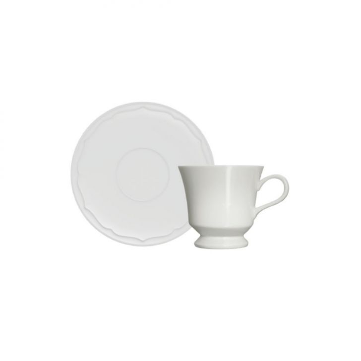 Xícara de Café com Pires Clássica Branca