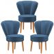 Kit 3 Poltronas Estofada para Sala de Jantar Confortável Tecido Veludo MOBLAN decor