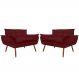 Combo 02 Namoradeira Poltrona Sofá decorativa 02 Lugares Opalla Pés Palito Bordô - DS Estofados