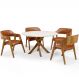 Mesa De Jantar Redonda Cora 120cm Off White M04 com 04 Cadeiras Living Suran Couríssimo Camel - Lyam