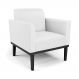 Poltrona Decorativa Isabella Pés Fixo em Madeira Preto PU Branco G19 - Gran Belo