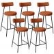 Kit 05 Banquetas Baixa Para Cozinha Sala De Jantar Bancada Milão L02 Tecido Terracota - Lyam Decor