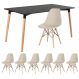 Mesa de jantar retangular Eames 80 x 140 cm + 6 cadeiras Eiffel DSW Mesa preto com cadeiras nude