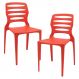 Kit 02 Cadeiras Para Cozinha Área Gourmet Jardim Empilhável Larsen P03 Vermelho - Lyam Decor