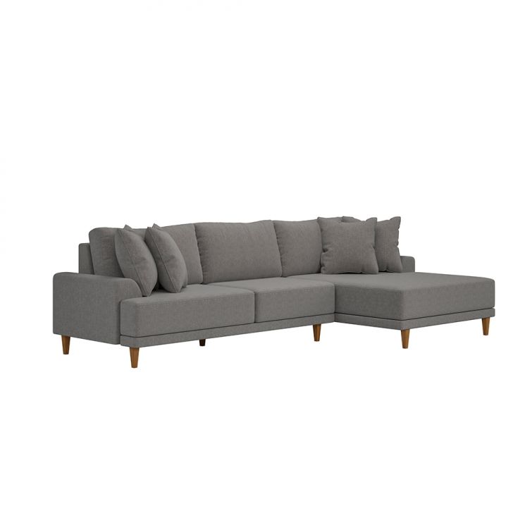 Image of Sofá 5 Lugares Deli Com Chaise Direito Tecido Cinza PLA-PL601UP30KIRMOB