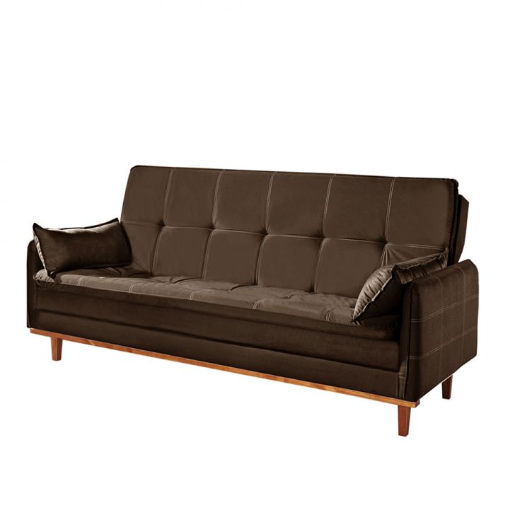 Sofá-Cama Casal 3 Lugares Tokio Suede Marrom