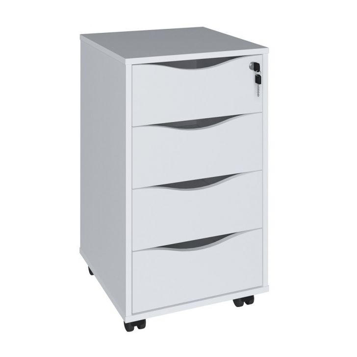 Gaveteiro 4 Gavetas Pés Rodízios Mobile Bit Branco - Artany