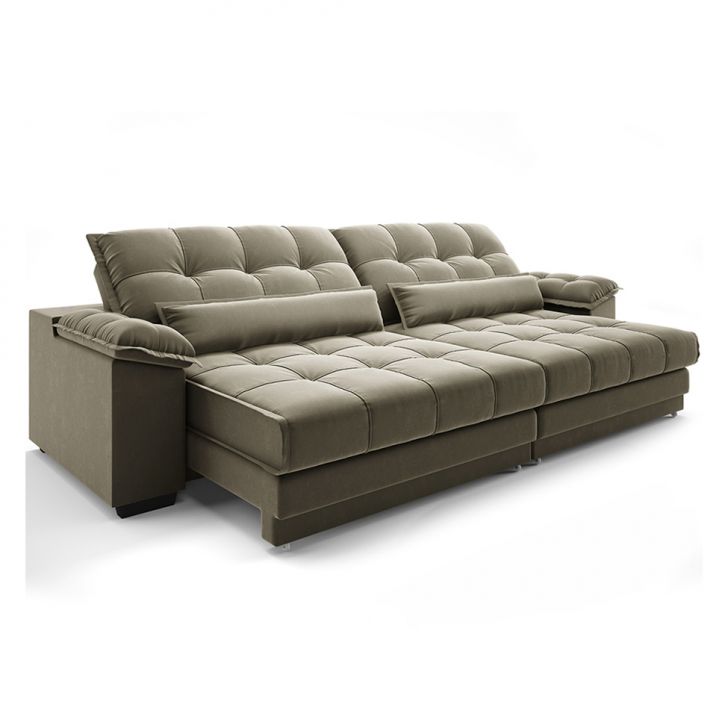 Image of Sofá 4 Lugares Retrátil E Reclinável Majestic Veludo Fendi PLA-MO895UP30NPPMOB