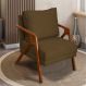 Poltrona Decorativa Reforçada Para Sala Shine Suede Marrom Pé Castanho - Clique E Decore