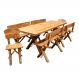 Conjunto Rústico de Mesa 2,2m e 4 Bancos | Banquetas e 2 Cadeiras Madeira Maciça Pinus