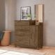 Cômoda Sapateira 5 gavetas com Espelho Lisboa - Castanho Wood