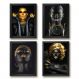 Kit 4 Quadros Mulheres Preto Com Dourado 33x24cm