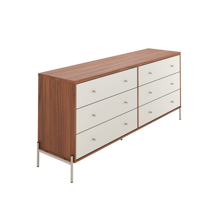 Cômoda Jasper 6 Gavetas Canela e Off White
