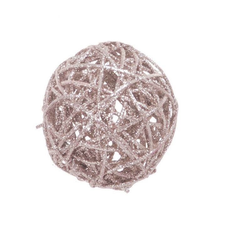 Bola Rattan de Natal Decorativa Arranjo 7,5Cm Nude