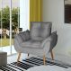 Poltrona Opala Decorativa Suede Cinza Dal Poz Estofados