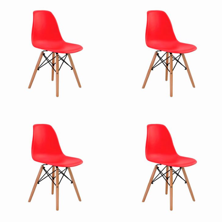 Conjunto Com 4 Cadeiras De Jantar Eiffel Vermelho