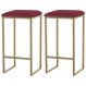 Kit 2 Banqueta Decorativa Billie Base Gold Suede Bordô G41 - Gran Belo