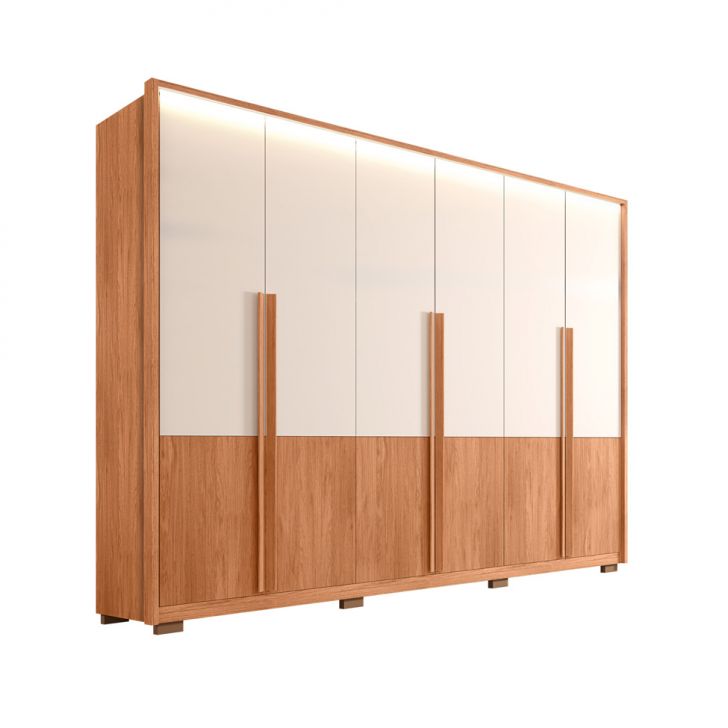 Image of Guarda-roupa Casal Francis Ripado 6 Portas 4 Gavetas Freijó E Off White PLA-MO895CL20OEHMOB