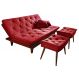 Kit Sofa Cama Caribe + 2 banquetas Rubi Suede Vermelho Essencial Estofados