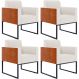 Kit 04 Poltronas Decorativas Sala Base fixa Metal Helô L02 Linho Cru Couríssimo Camel - Lyam Decor