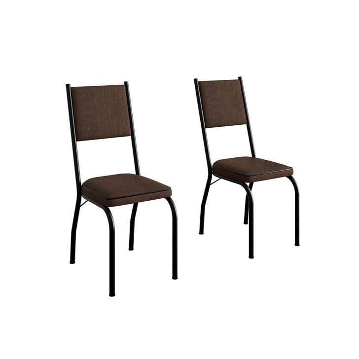 Conjunto com 2 Cadeiras Hungria Revestimento Sintético Marrom e Preto