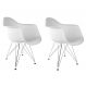 Conjunto com 2 Cadeiras Eiffel Cromado e Branco