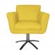 Poltrona Decorativa Isabela em Tressê Pés Metal Giratório Suede Amarelo - DS Estofados