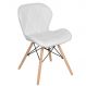 Cadeira estofada Charles Eames Eiffel Slim Wood confort Branco
