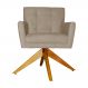 Poltrona Decorativa Onix Pés Giratório de Madeira Suede Capuccino