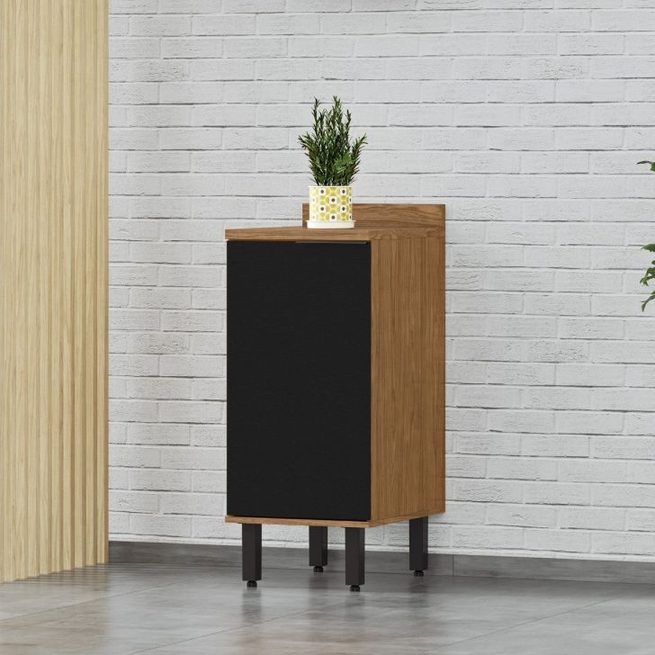 Módulo de Cozinha Balcão 40cm com Porta - Toscana Freijó/Nero