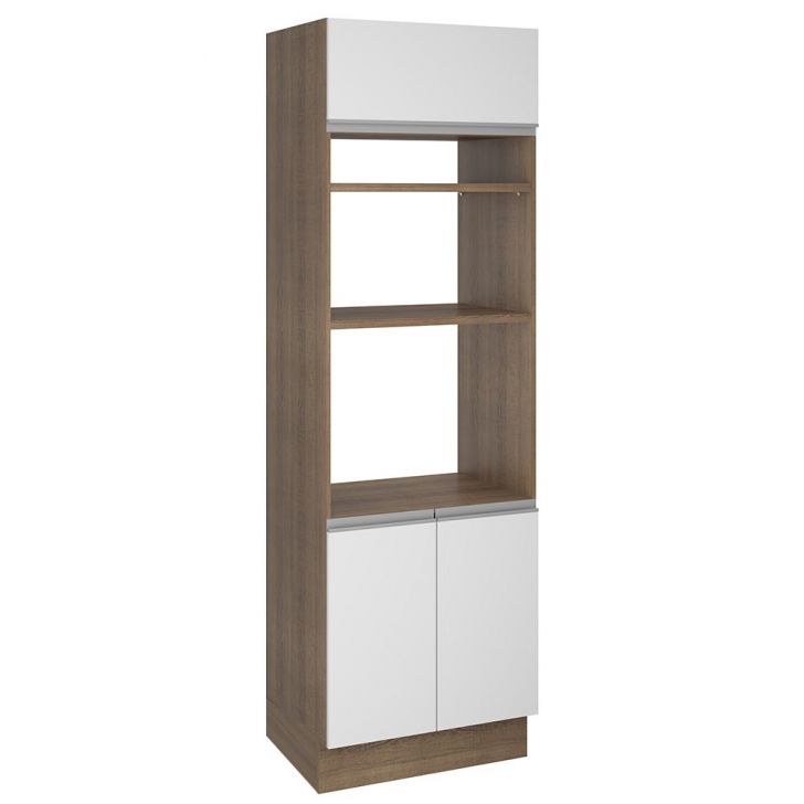 Torre Quente Armário de Cozinha 70 cm 3 Portas Rustic/Branco Glamy Madesa