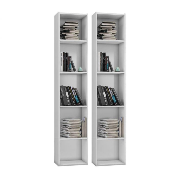 Kit 2 Estantes Livreiro Multiuso 4 Prateleiras Janaína Branco - AJL Móveis