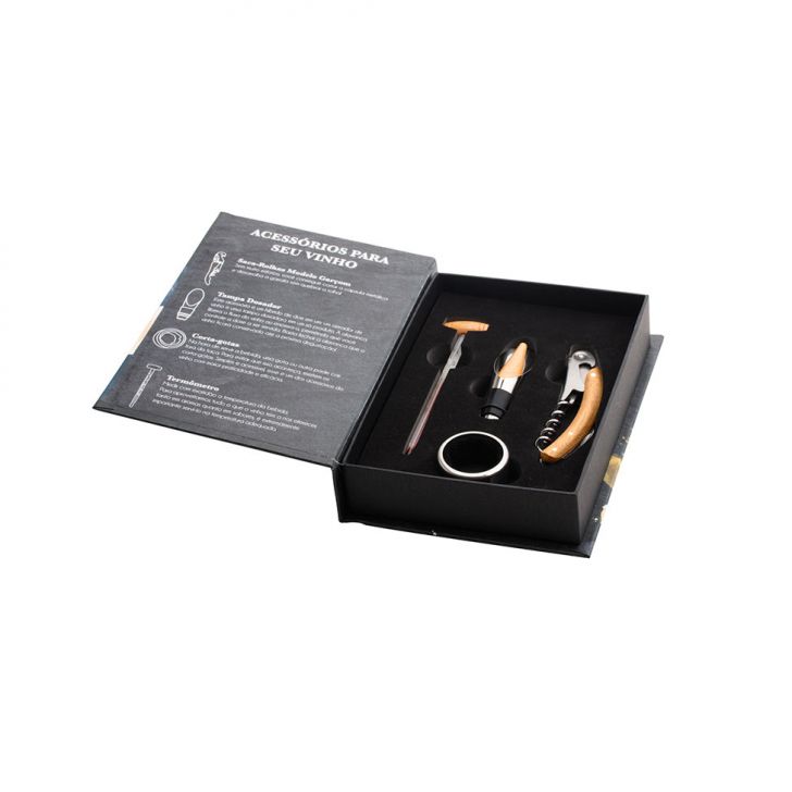 Kit Para Vinho Com 4 Peças Sweet Home Prateado 2,9x1,1x11.2 Cm