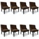 Kit 8 Cadeiras Estofadas para Sala de Jantar Base Fixa de Madeira Preto Lia Suede Marrom - Ibiza