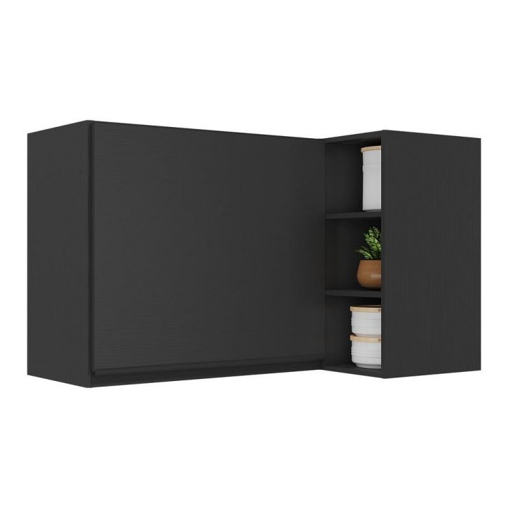 Armário de Cozinha Aéreo de Canto Veneza Multimóveis V3742 Preto