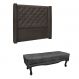 Conjunto de Cabeceira Queen com Recamier Vicenza Suede Cinza
