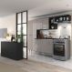 Cozinha Completa c/ Buffet/Aparador Paris Multimóveis MP2043 Preta/Lacca Fumê
