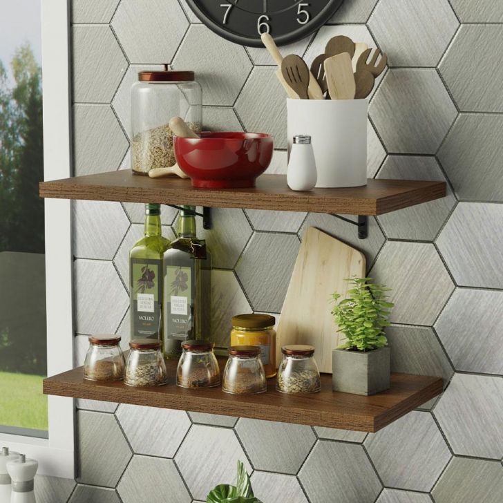 Kit 2 Prateleiras Suspensas para Cozinha Madesa 60 cm com Mão Francesa - Rustic