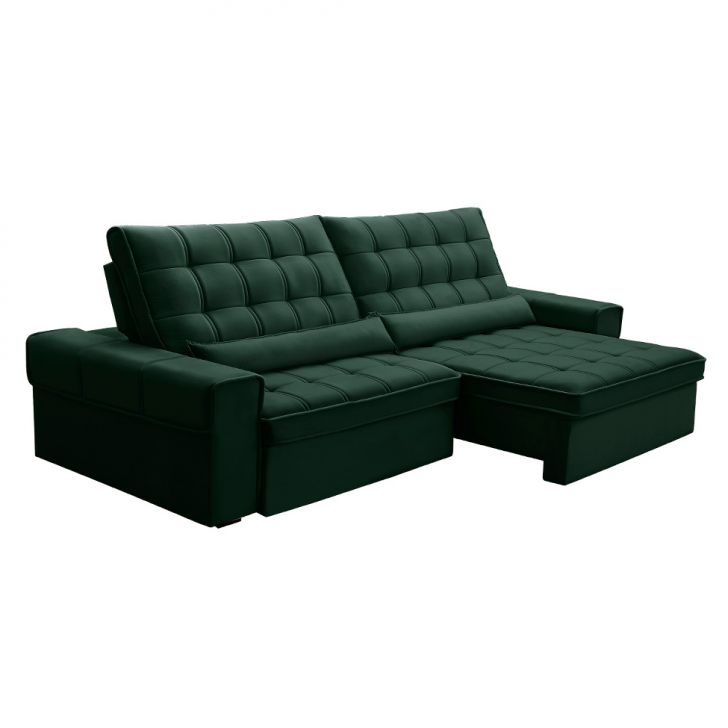 Image of Sofá 5 Lugares Retrátil E Reclinável Alasca Veludo Verde PLA-FE691UP20DTZMOB
