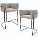 Kit 02 Banquetas Baixa Base de Aço Preto Betina D02 Bouclê Creme C-54 - Lyam Decor