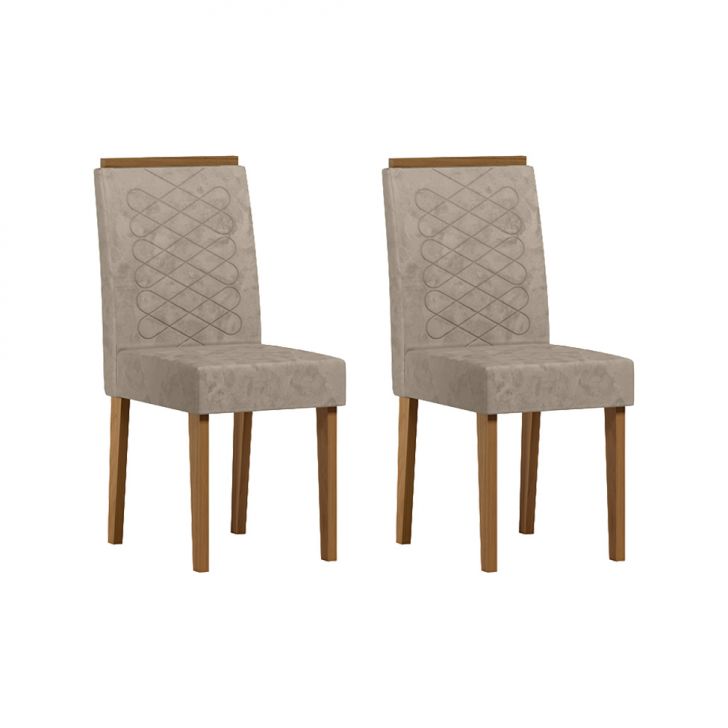 Conjunto com 2 Cadeiras Aurea Suede Marrom e Cinamomo