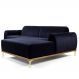 Sofá 3 Lugares Bipartido com Chaise Lado Esquerdo Base de Madeira Euro 230 cm Veludo Azul G15 - Gran Belo