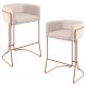 Kit 02 Banquetas Decorativas Fixa Base de Aço Preto Betina D02 Veludo Bege C-309 - Lyam Decor