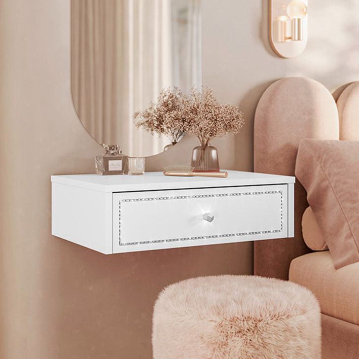 Penteadeira Suspensa Strass 1 Gaveta Branca 50 cm